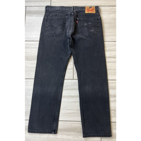 Levi's 505 Straight Relaxed Leg Jeans Men's 34X30 Black Faded Distressed‎ - Picture 2 of 7